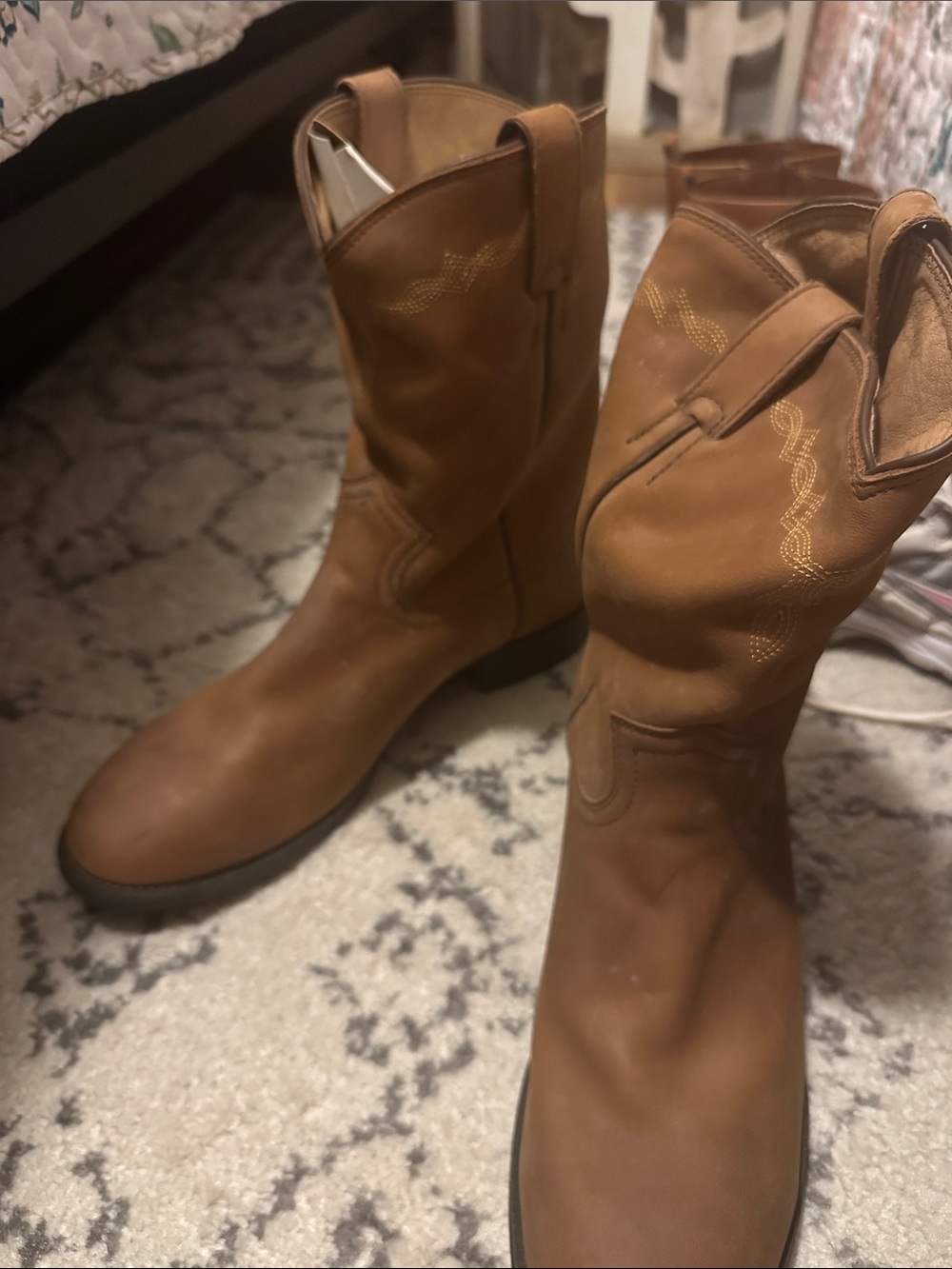 Justin Boots Tan Brown Western Pull-On Leather Boots